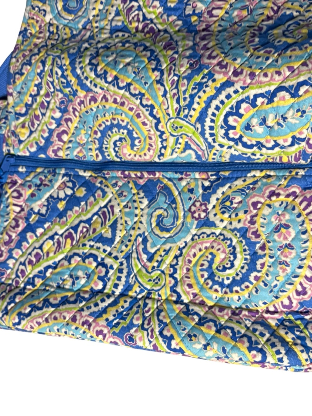 Vera Bradley Quilted Messenger Bag, Capri Blue Paisley, EUC - Picture 6 of 11